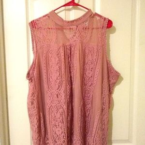 Mauve Sleeveless Lace Blouse
